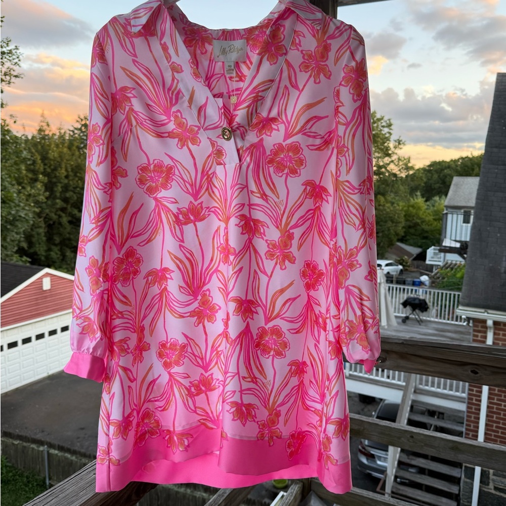 Lilly Pulitzer Pink Floral Blouse dress